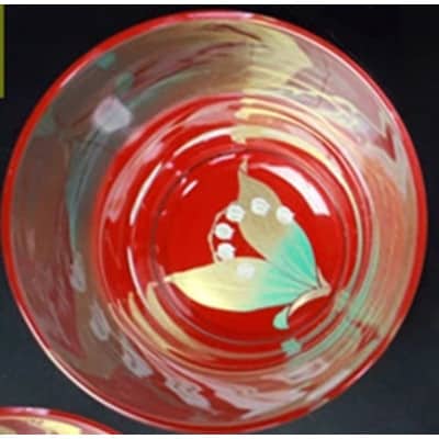 紀州塗り 【ぬりもん de Verre】フリーグラス 赤/スズラン 210ml
