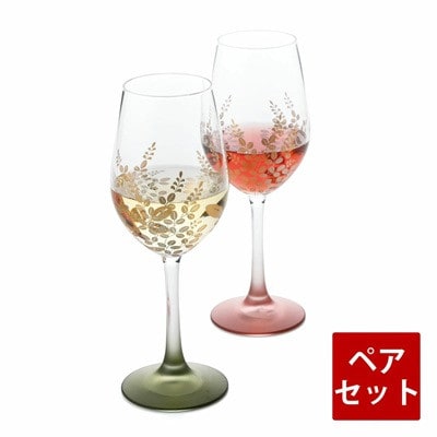 紀州塗り 【ぬりもん de Verre】 ワイングラス 「蒔絵/萩・緑赤」ペアセット 330ml