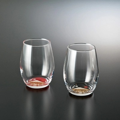紀州塗り 【ぬりもん de Verre】 ダルマグラス 「蒔絵/富士山・赤黒」ペアセット 200ml