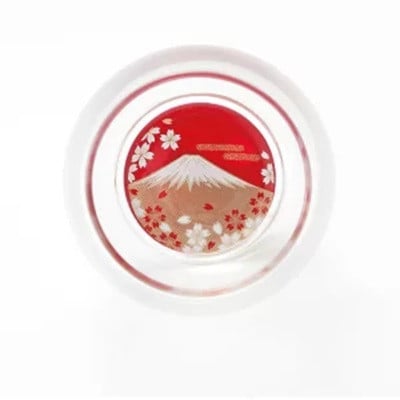 紀州塗り 【ぬりもん de Verre】 ダルマグラス 「蒔絵/富士山・赤」単品 200ml