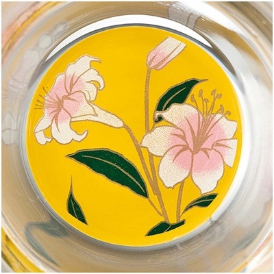 紀州塗り 【ぬりもん de Verre】 耐熱マグカップ 「蒔絵/ピンク・黄」ペアセット 330ml