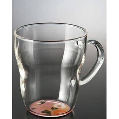 紀州塗り 【ぬりもん de Verre】 耐熱マグカップ 「蒔絵・ピンク」 単品 330ml