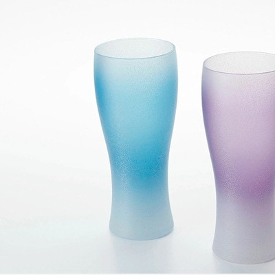 紀州塗り 【ぬりもん de Verre】ビアグラス クールグラデーション 青紫ペアセット 335ml