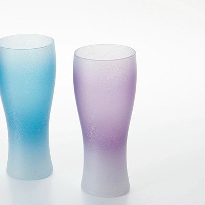 紀州塗り 【ぬりもん de Verre】ビアグラス クールグラデーション 青紫ペアセット 335ml
