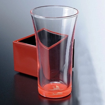 紀州塗り 【ぬりもん de Verre】 一口グラス マスセット(鶴)赤 100ml