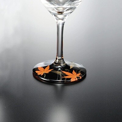 紀州塗り 【ぬりもん de Verre】 ワイングラス 「蒔絵/紅葉・黒」 300ml