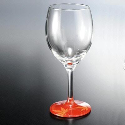 紀州塗り 【ぬりもん de Verre】 ワイングラス 「蒔絵/紅葉・赤」 300ml