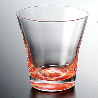紀州塗り 【ぬりもん de Verre】 フリーグラス 「蒔絵/紅葉・赤」 210ml