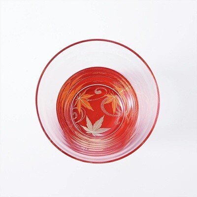 紀州塗り 【ぬりもん de Verre】 フリーグラス 「蒔絵/紅葉・赤」 210ml