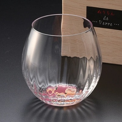 紀州塗り 【ぬりもん de Verre】タンブラーグラス 「蒔絵/椿・ピンク」木箱入り 380ml