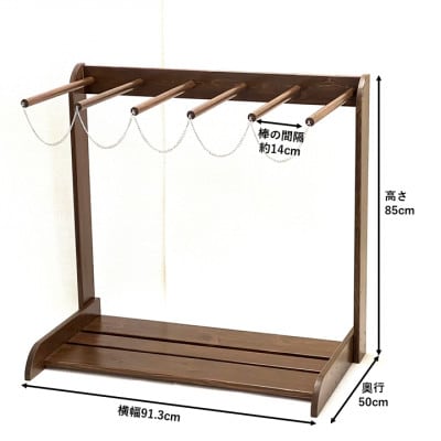 5本立て　サーフボードラック　縦置き　木製