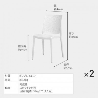 ラタンチェアー Bianca(ホワイト) 2脚組　32042400