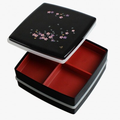 重箱【約24cm】スクエア 黒 桜
