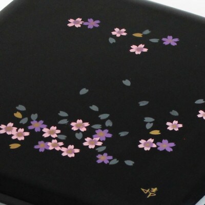 重箱【約24cm】スクエア 黒 桜