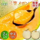 《2026年分受付中》とろける食感!北海道三笠メロン2玉(2.6kg以上)【0100103】