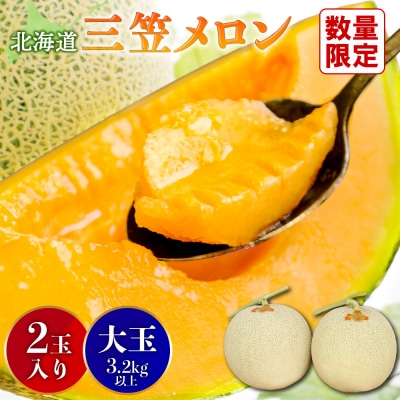 《2026年分受付中》大玉!三笠メロン2玉入(3.2kg以上)【0106203】