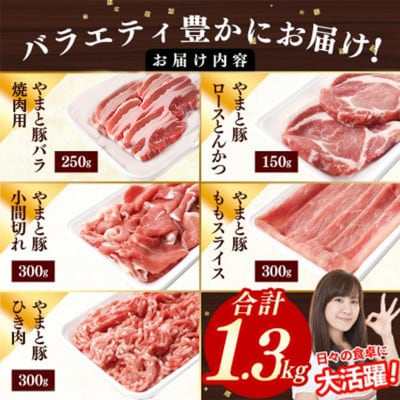 【毎月定期便】岩手県産やまと豚5種計1.3kg全12回