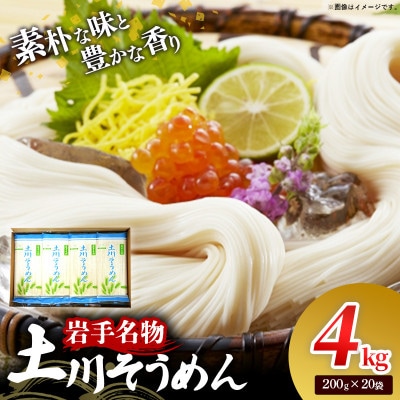 岩手名物「土川そうめん」4kg(200g×20袋)