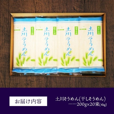 岩手名物「土川そうめん」4kg(200g×20袋)