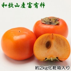 【厳選・産直】和歌山産富有柿約2kg 化粧箱入り(2L～4Lサイズおまかせ)【那智勝浦町】