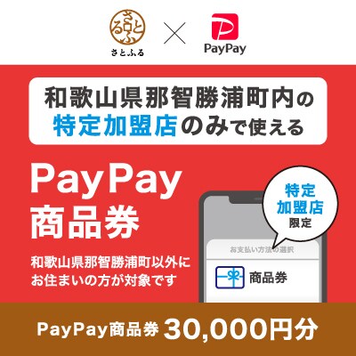和歌山県那智勝浦町　PayPay商品券(30,000円分)※地域内の一部の加盟店のみで利用可
