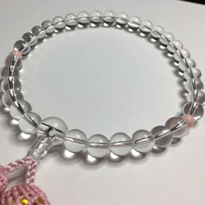 水晶とピンク珊瑚の数珠
