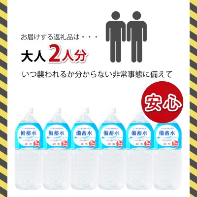 災害・非常時保存用「備蓄水」(5年保存可能)2リットル×6本