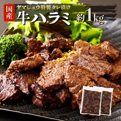 ヤマジュウの特製タレ漬け!牛ハラミ肉1kg