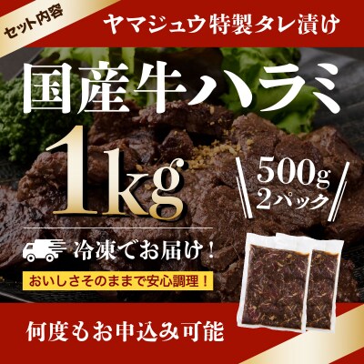 ヤマジュウの特製タレ漬け!牛ハラミ肉1kg