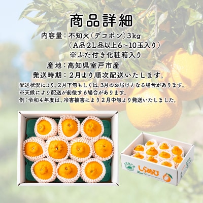 【先行受付】岡村農園の不知火【3kg】※秀品 フルーツ 柑橘3kg