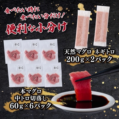 天然本まぐろ中トロ刺身と天然まぐろネギトロセット