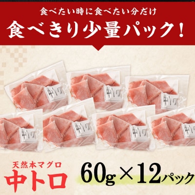 【お刺身ちょこっとパック】天然本まぐろ 中トロ切落し 720g (60g×12パック)
