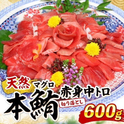 【遠洋漁船高豊丸漁獲】天然本マグロ(赤身・中とろ)切落し600g　訳あり 魚介類加工品 15000円