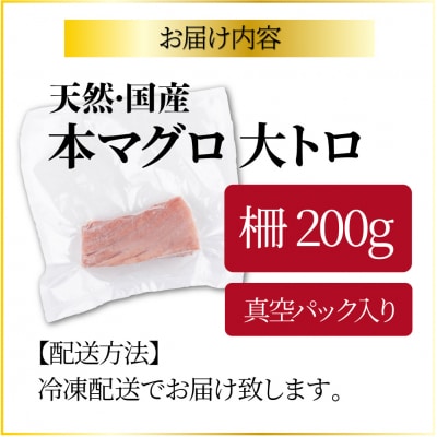 【漁師直送】天然本マグロ 大トロ 200g 国産 柵 13500
