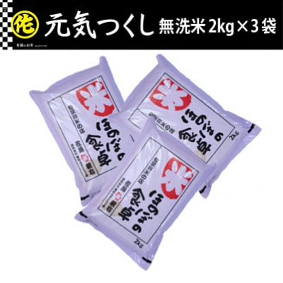 元気つくし無洗米2kg×3袋　令和6年産