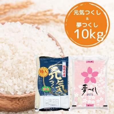 【令和6年産】福岡県産米食べ比べ＜白米＞「夢つくし」と「元気つくし」セット　計10kg筑前町