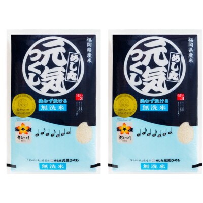 【令和5年産】特A評価　福岡県産金のめし丸元気つくし無洗米　10kg(5kg×2袋)