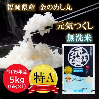 【令和5年産】特A評価　福岡県産金のめし丸元気つくし無洗米　5kg(5kg×1袋)