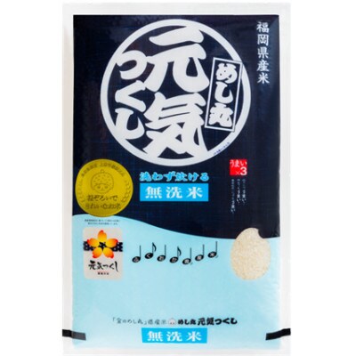 【令和5年産】特A評価　福岡県産金のめし丸元気つくし無洗米　5kg(5kg×1袋)