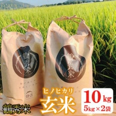 令和5年産 鶴秀(かくしゅう)米 ヒノヒカリ(玄米)10kg【5kg&times;2袋】