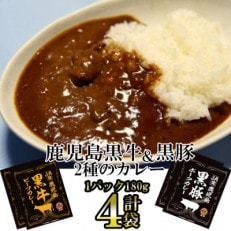 ビーフ&amp;ポーク カレーセット(2種・4個)(出水市)