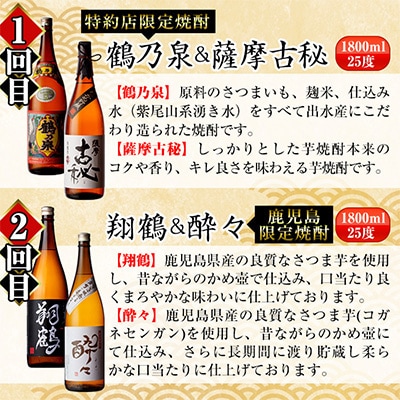 【毎月定期便】出水市3蔵のこだわり芋焼酎セット 全12種全6回
