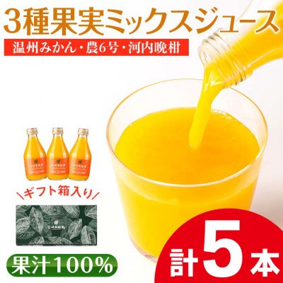 3種果実ミックスジュース(温州みかん・農6号・河内晩柑)5本セット_I990-C