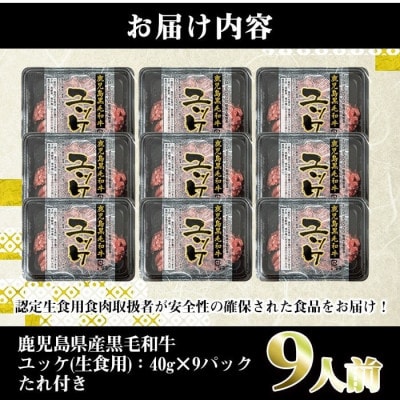 鹿児島県産 黒毛和牛 ユッケ 生食用 9人前 計360g(40g×9P)【カミチク】i1211-A