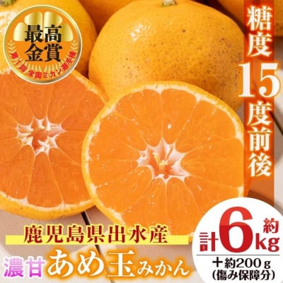 【特別栽培・最高金賞】温州みかん日本一!濃甘あめ玉みかん(約6kg+傷み保障 約200g) i569