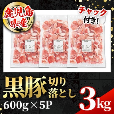鹿児島県産 黒豚 切り落とし 計3kg(600g×5P)【スターゼン】(出水市) i999