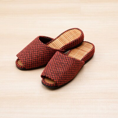 「かぐや姫」スリッパ(赤+ベージュの2足セット)　ka027-017s003