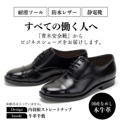 耐滑・防水・静電ビジネスシューズ#5001(内羽根ストレートチップ・牛革半敷)