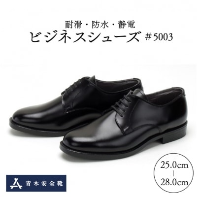 耐滑・防水・静電ビジネスシューズ#5003(外羽根プレーントウ・ビニール半敷)