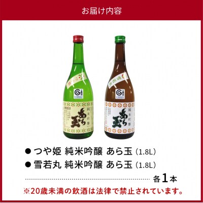 つや姫 純米吟醸 あら玉・雪若丸 純米吟醸 あら玉 飲み比べセット(1.8L×2本)